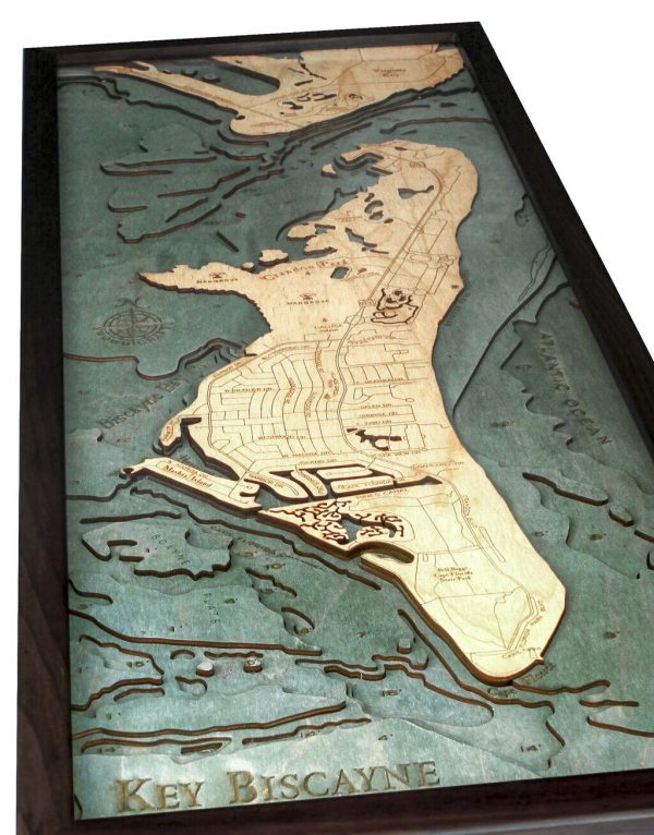 Bathymetric Map Key Biscayne, Florida