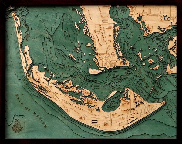 Bathymetric Map Sanibel Island & Pine Island, Florida