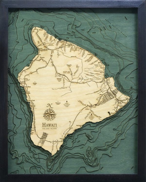 Bathymetric Map Hawaii (The Big Island)