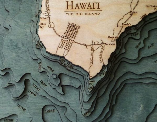 Bathymetric Map Hawaii (The Big Island)