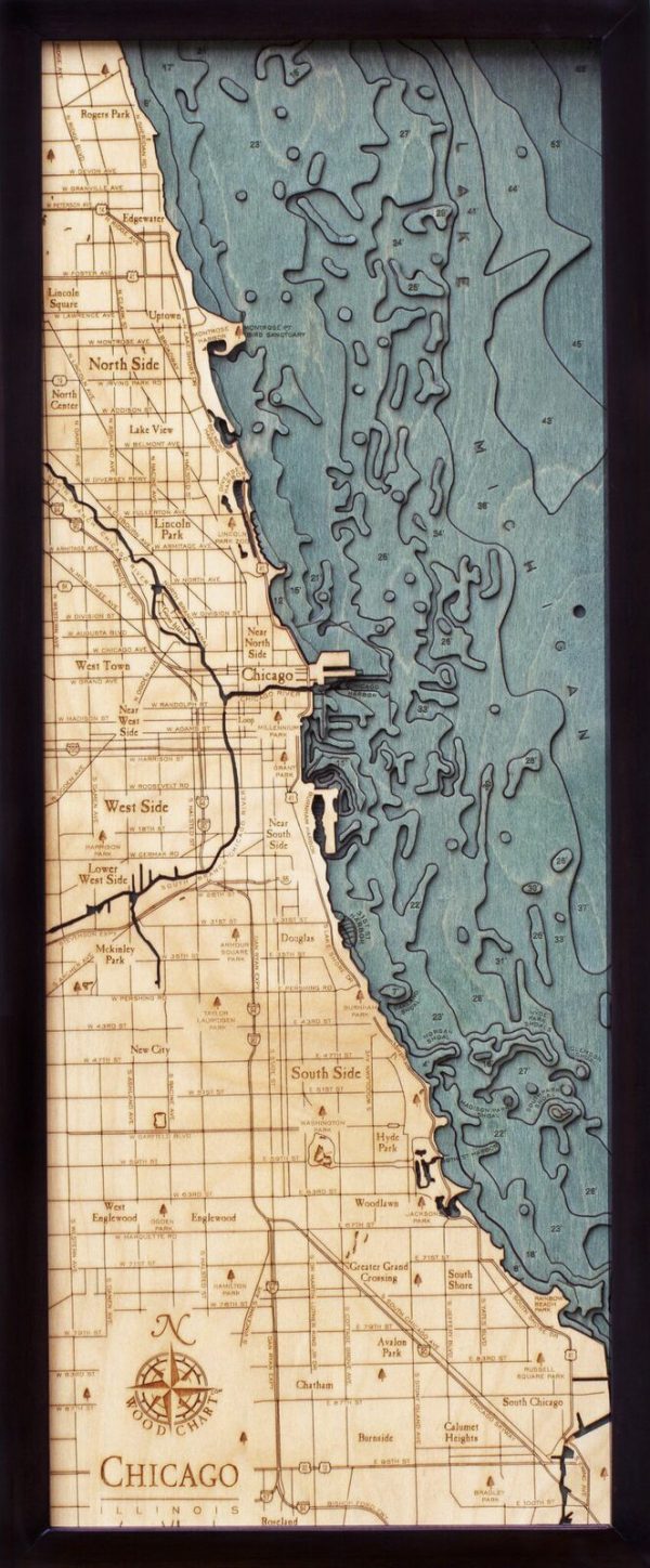 Bathymetric Map Chicago, Illinois