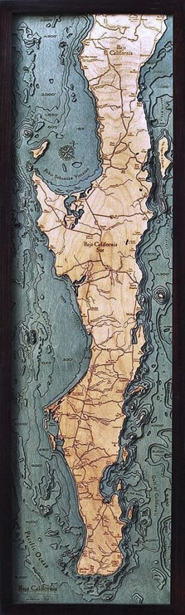 Bathymetric Map Baja Peninsula, Mexico