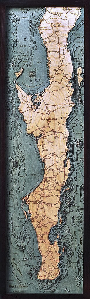 Bathymetric Map Baja Peninsula, Mexico