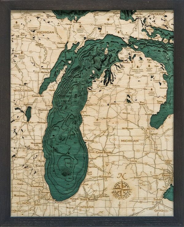 Bathymetric Map Lake Michigan Small