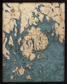 Bathymetric Map Bar Harbor, Maine