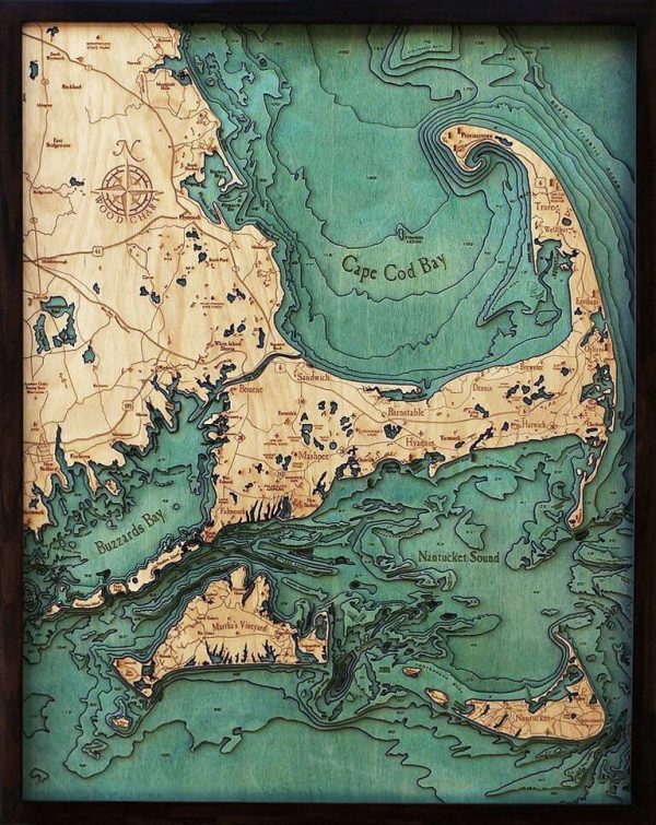 Bathymetric Map Cape Cod, Massachusetts