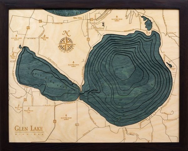 Bathymetric Map Glen Lake, Michigan