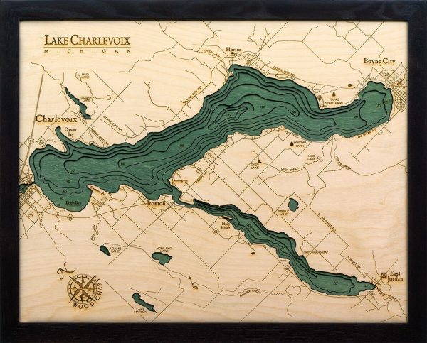 Bathymetric Map Lake Charlevoix, Michigan