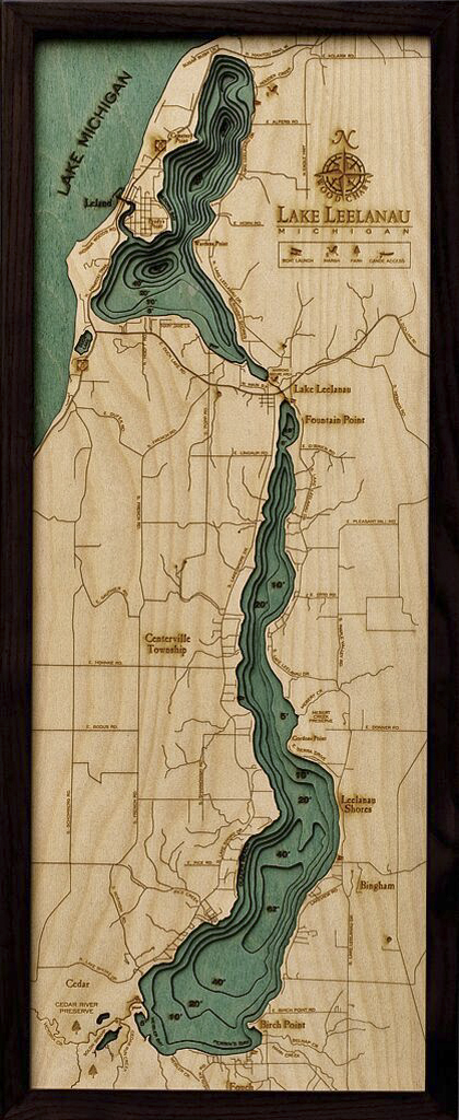 Bathymetric Map Lake Leelanau, Michigan