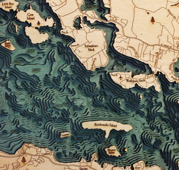 Bathymetric Map Lake Winnipesaukee, New Hampshire