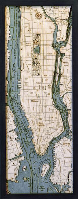 Bathymetric Map Manhattan & Long Island, New York