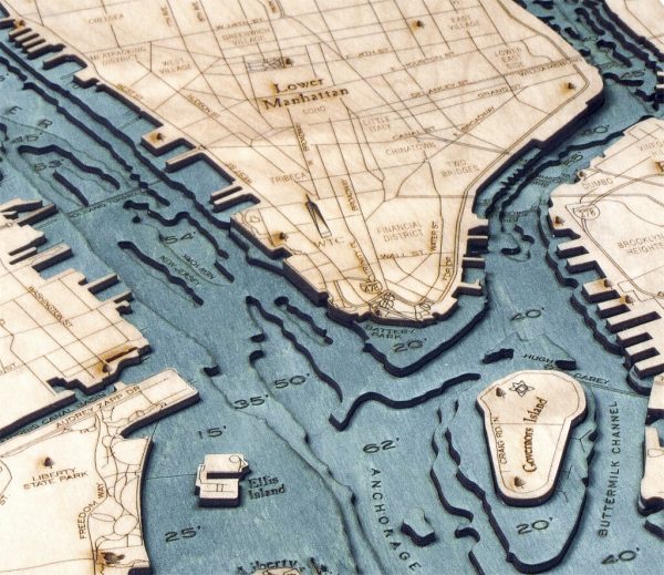 Bathymetric Map Manhattan & Long Island, New York