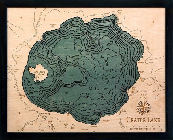 Bathymetric Map Crater Lake, Oregon