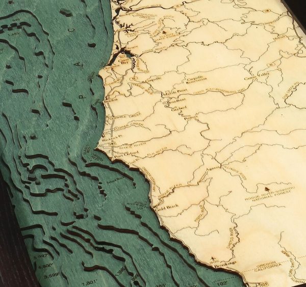 Bathymetric Map Oregon Coast, Oregon