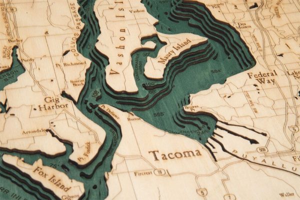 Bathymetric Map Puget Sound, Washington