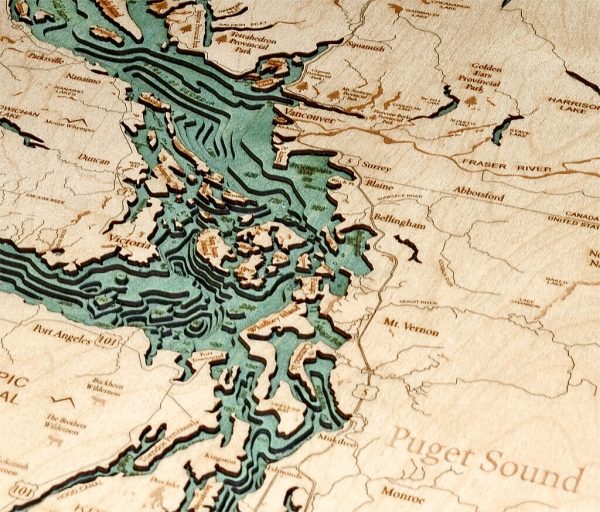 Bathymetric Map Salish Sea, Washington