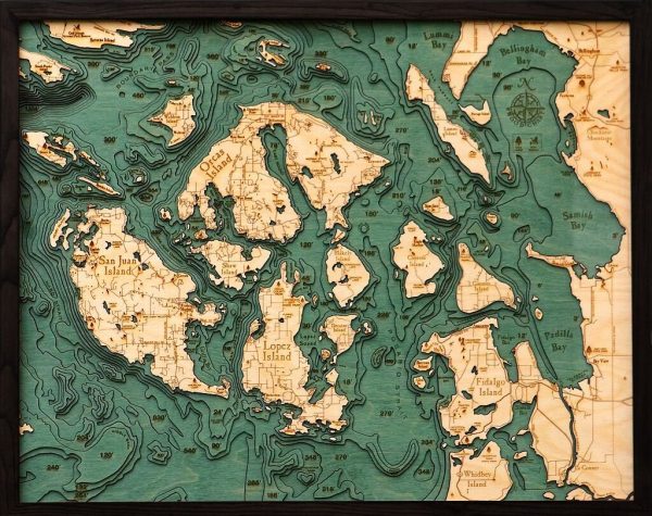 Bathymetric Map San Juan Islands, Washington