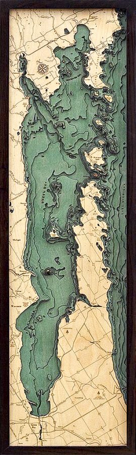 Bathymetric Map Green Bay, Wisconsin Peninsula