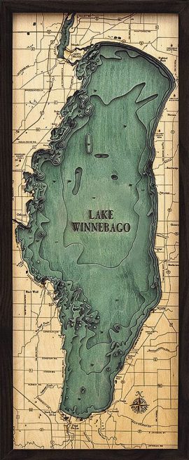 Bathymetric Map Lake Winnebago, Wisconsin