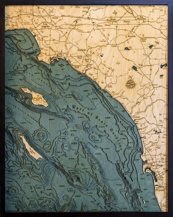 Bathymetric Map Los Angeles to San Diego, California