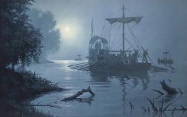 Gary Lucy Limited Edition Print - Lewis and Clark - Foggy Morning on the Missouri River, 1804