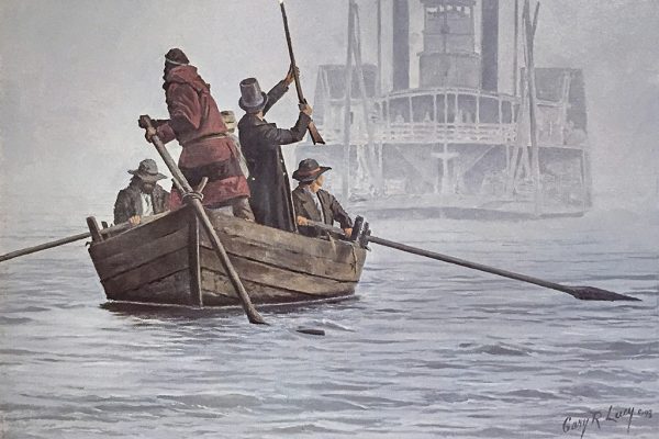 Gary Lucy Limited Edition Print - The Boatmen - A Foggy Morning Encounter