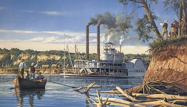 Gary Lucy Limited Edition Print - The Omaha - The Arrival Of The Omaha At The Sioux City Landing