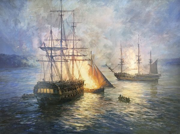 Geoff Hunt Print - Fireships on the Hudson River