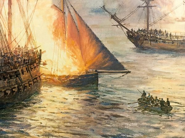 Geoff Hunt Print - Fireships on the Hudson River