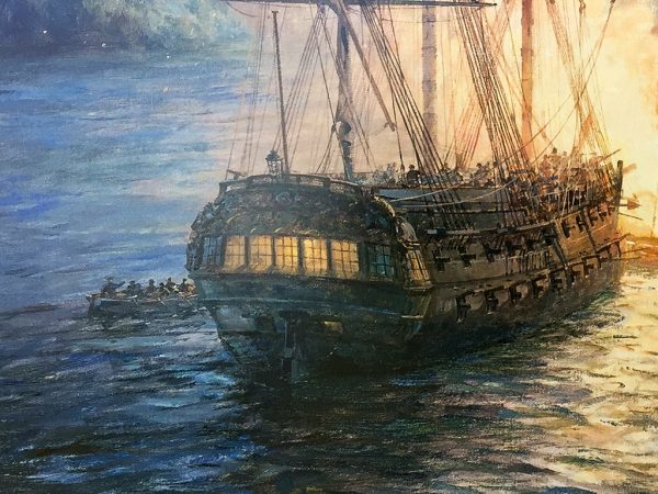 Geoff Hunt Print - Fireships on the Hudson River