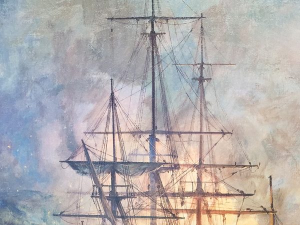 Geoff Hunt Print - Fireships on the Hudson River