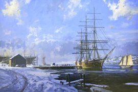 Geoff Hunt Print - Geoff Hunt - Shipbuilding Along The Kennebec River