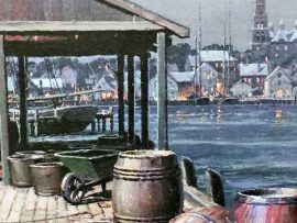 John Stobart - Gloucester: Drying Sails Under a Full Moon c. 1910