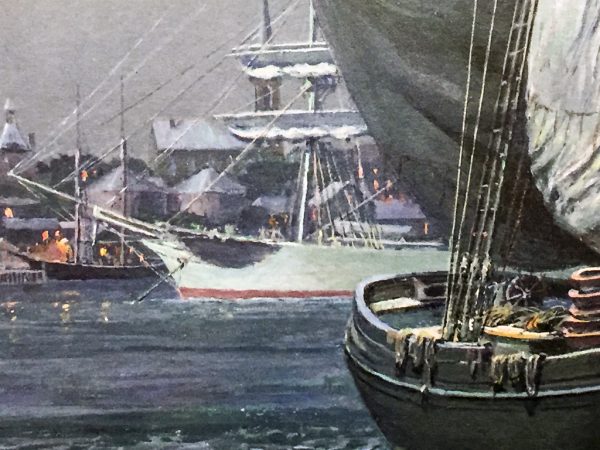 John Stobart - Gloucester: Drying Sails Under a Full Moon c. 1910