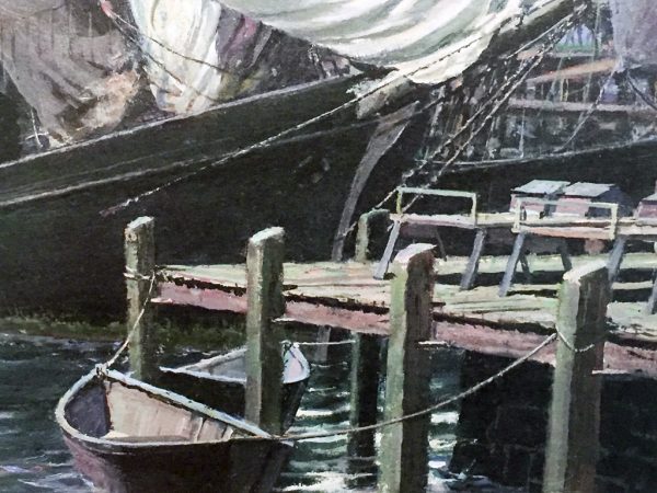 John Stobart - Gloucester: Drying Sails Under a Full Moon c. 1910