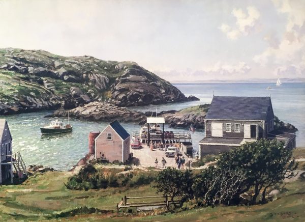 John Stobart - Monhegan: A View of the Landing from the Island Inn