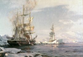 John Stobart - Arctic Whaling: The Whaling Bark "Sunbeam" Cutting in Among the Floes