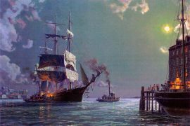 John Stobart - Boston: Departure, Securing the Towline c. 1885