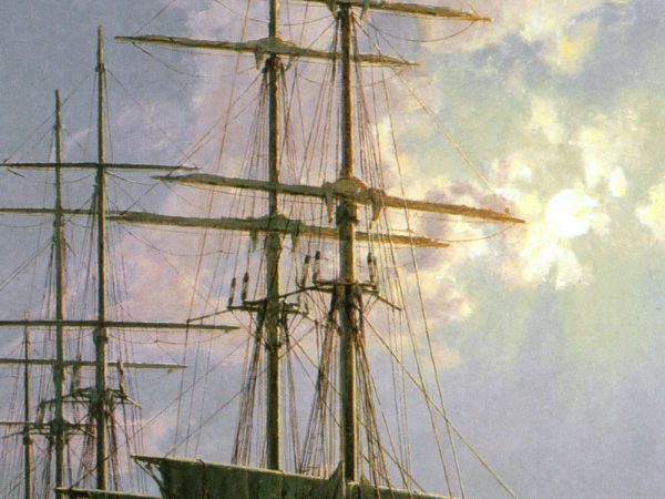 John Stobart - Boston: Long Wharf by Moonlight in 1865