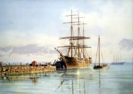 John Stobart - Boston: The Bark "W.B. Flint" at an East Boston Wharf