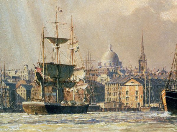 John Stobart - Boston: The Celebrated Clipper Ship "Lightning" Towing Out on Her Maiden Voyage in 1854