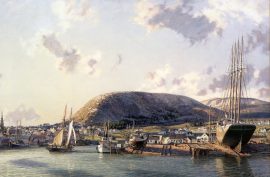 John Stobart - Camden: A View of the Shipbuilding Port and Mt. Battie