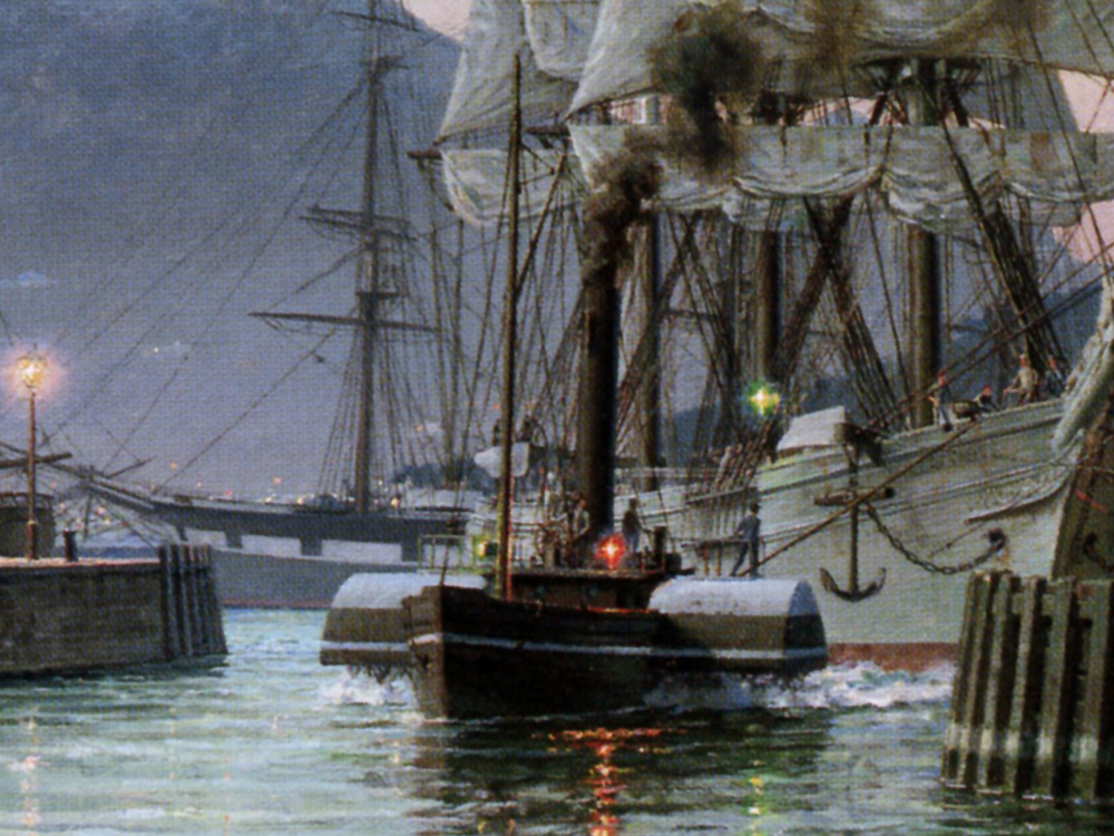 John Stobart - Cape Town: The Bark "William Hales" Towing Out of Port