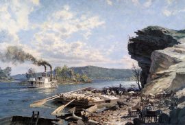 John Stobart - Chattanooga: Ross's Landing Flatboats on the Tennessee River