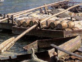 John Stobart - Chattanooga: Ross's Landing Flatboats on the Tennessee River