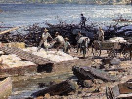 John Stobart - Chattanooga: Ross's Landing Flatboats on the Tennessee River