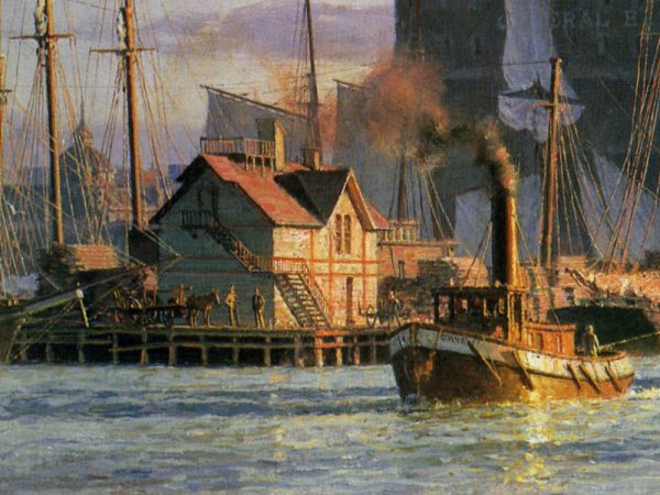 John Stobart - Chicago: The Entrance to the River Looking West In 1876