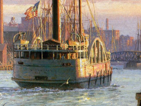 John Stobart - Chicago: The Entrance to the River Looking West In 1876