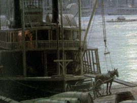 John Stobart - Cincinnati: Moonlight on the Ohio from the Public Landing