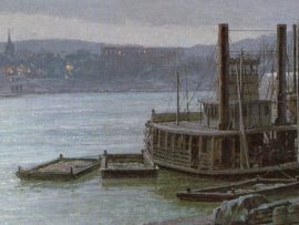 John Stobart - Cincinnati: Moonlight on the Ohio from the Public Landing